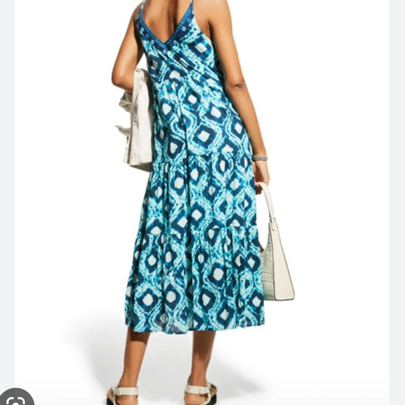 NWT FIGUE Abby Tiered Shibori Print Midi Dress - Picture 2 of 11